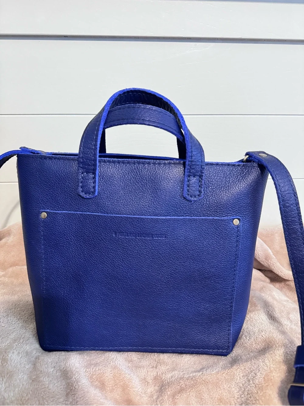 Portland Leather Cobalt Zippered Mini Crossbody - Picture 1 of 4